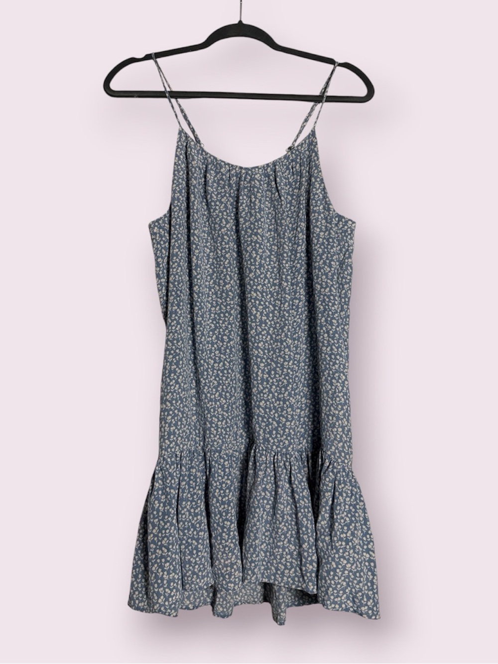 Joie Blue and White Floral Tiered Silk Sleeveless Dress